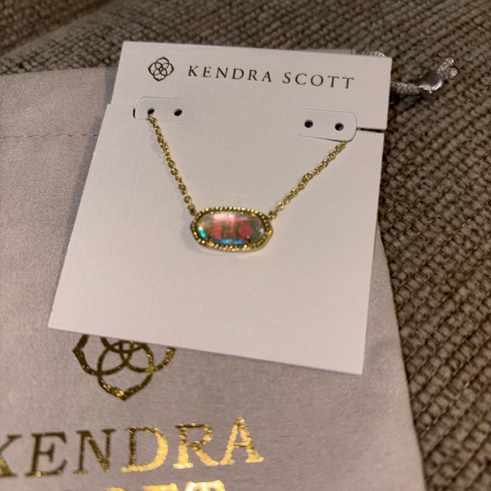 Kendra Scott Gold Necklace with Iridescent Stone